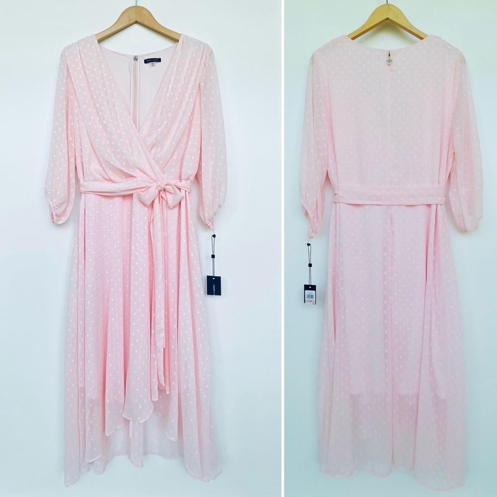 Tommy Hilfiger Pale Pink Asymmetrical Wrap Dress - Picture 9 of 12